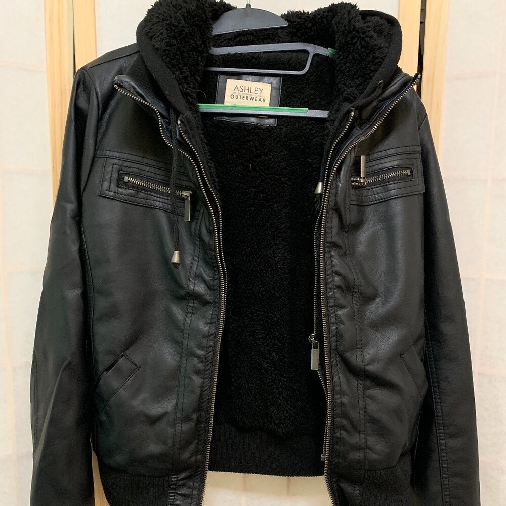 Ashley By 26 International black Leather Padded Jacket (Medium)